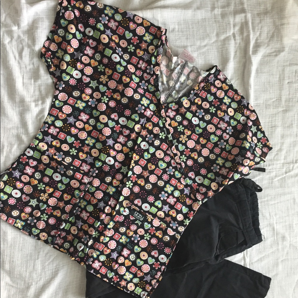 Bright! Fun! Multi-Colored Scrub Top!